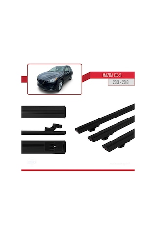 Mazda Cx-5 2013-2018 Arası İle Uyumlu Basic Model Ara Atkı Tavan Barı Siyah 3 Adet
