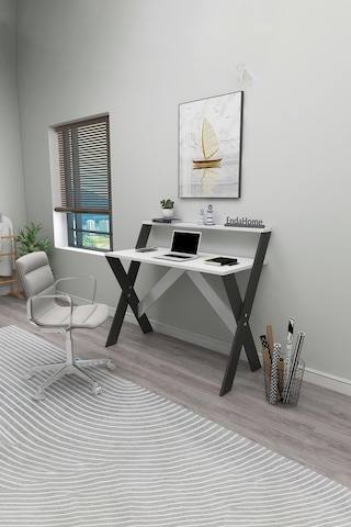Enda Home X Ayaklı Ders Çalışma Masası Laptop Masası Antrasit - Beyaz