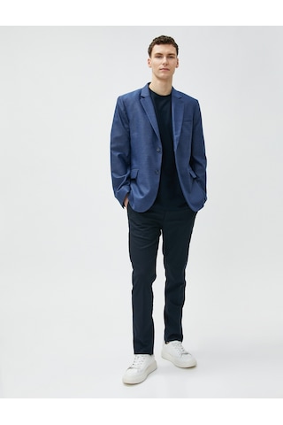 Koton Blazer Slim Fit Düğme Detaylı Cepli Lacivert 3sam50043hw 3SAM50043HW716 Lacivert