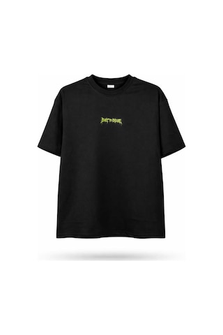 Dark Line Sırt Baskılı %100 Pamuk Oversize T-shirt Darkline023 Siyah