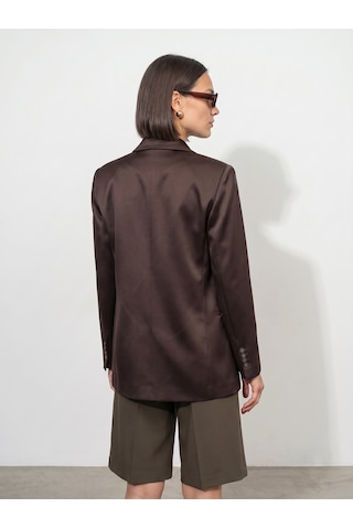 Dilvin 60802 Kruvaze Saten Blazer Ceket-kahve