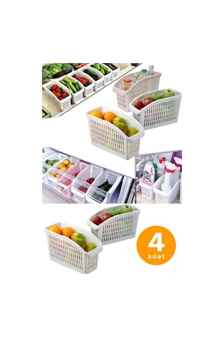4 Adet Buzdolabı Düzenleyici, Dolap Içi Düzenleyici Organizer Beyaz