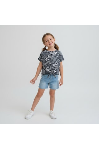 Bonbon Çocuk Bağlama Detaylı Crop Tshirt Cb1021 SIYAH