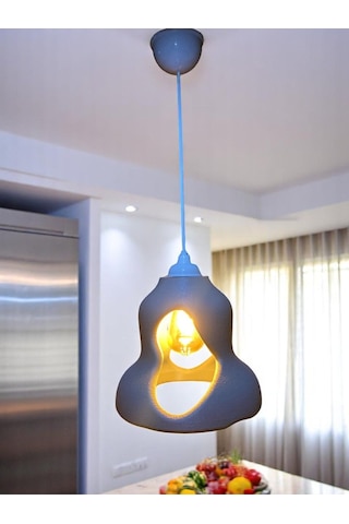 Beton Görünümlü Şık Ve Modern İskandinav Avize Rustik Ampul Hediyeli Gri