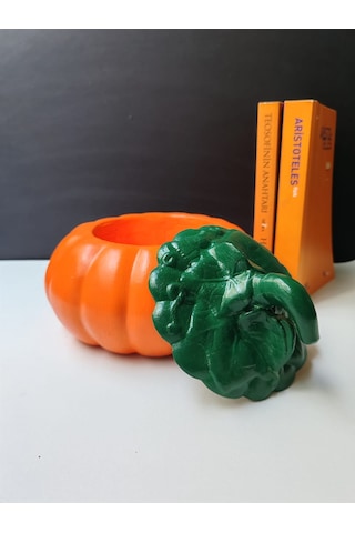 Dekoratif Balkabağı, Büyük Boy, Turuncu Renk El Yapımı, Obje, Ev Dekoru