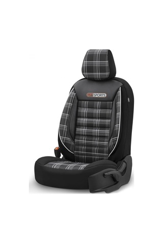 Gti Sports Design Oto Koltuk Kılıfı Ekstra Destekli Özel Jacquard Kumaş Tam Set - Beyaz-siyah Standart