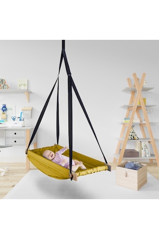Bundera Flow Sarı Ahşap Yaylı Zıpzıp Hamak Beşik Hoppala