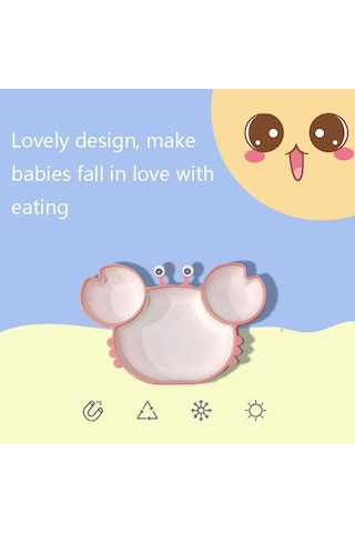 Sones Çocuklar Tek Parça Tam Silikon Masa Karikatür Yengeç Ayırma Plakası Kahverengi