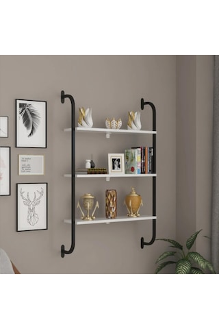 Beyaz Kitaplık 3 Katlı Raf Duvara Monte Kitaplık 5535