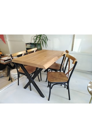 Bintaşmobilya 4 Kişilik Kütük Masa Tonet Sandalye Takımı 120X80.Cm