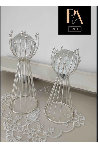 Gümüş G 2'li Ofis Metal Aksesuar Biblo Ev Salon Dekorasyon Obje