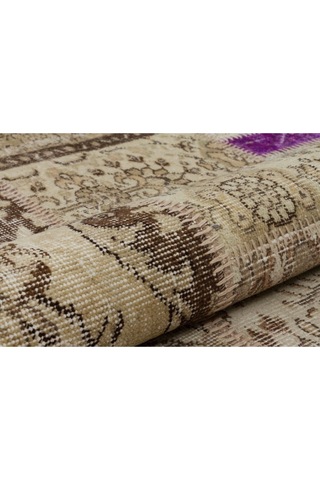 Bej Klasik Modern Patchwork El Dokuma Halı