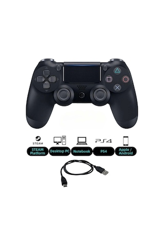 Glrtech P4 Siyah Kablosuz Oyun Kolu Double Motor Titreşimli Şarj Edilebilir Ps4 Uyumlu