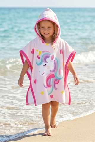 Kız Çocuk Kapşonlu Plaj Havlusu Panço Havlu Yüzücü Deniz Havuz Bornozu Bebek Banyo Havlusu Unicorn Pembe