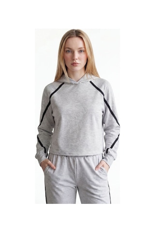 Relax Fit Kadın Sweatshirt Gri Melanj