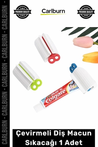 Pratik Ergonomik Tasarruf Sağlayan Kaliteli Banyo Aparatı Çevirmeli Diş Macun Sıkacağı 1 Adet Çok Renkli