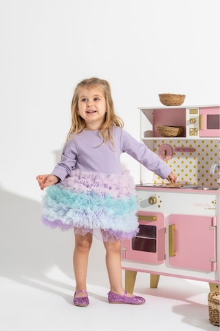 Linola Baby Kids Rainbow Tütü Etekli Uzun Kollu Çocuk Elbisesi Lila