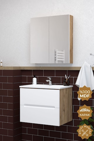 Teta Home Kopenhag 80 Cm Mdf Gövde Membran Kapak Banyo Dolabı Seti Atlantik Çam - Beyaz