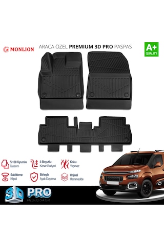 Paspasları, Citroen Berlingo 2018 3d Lazer Ölçülü Kokusuz Kaymaz Önvearka