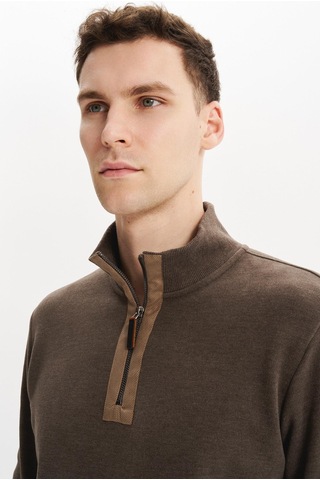 AR-MA Arma Erkek Regular Fit Yarım Fermuar Dik Yaka Sweatshirt Selanik Örme %65 Pamuk %35 Polyester K30554698102 Kahverengi