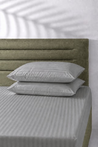 Çizgili Saten Çarşaf Takımı Seti Lastikli Yumuşak & Parlak Tek/çift/battal Boy 30 Cm Yükseklik Gri