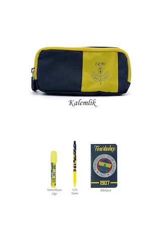 Fenerbahçe Kalemlik Set 4lü Kırtasiye Seti Ahşap Kutulu
