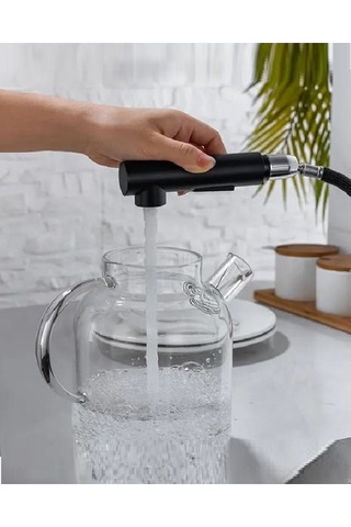Rena Design Siyah Spiralli Mutfak Evye Bataryasi Çift Modlu Tasarruf Fonksiyonlu Mat Siyah Uzatmali Yeni Model