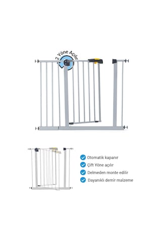 Wellgro Pro 95-100 Cm Çocuk Güvenlik Kapısı, Merdiven Kapısı Ve Korkuluk, Gri