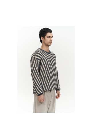 Elijah Şeritli Antrasit Erkek Triko Kazak Antrasit