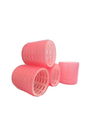 Croc 4lü Büyük Boy Plastik Bigudi Pembe Cb23 - Cırtlı Yapışkanlı Saç Bigudisi Pembe