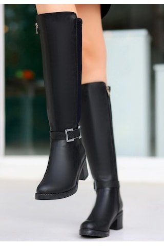 Biçomi Emrat Siyah Cilt Topuklu Çizme Çok Renkli