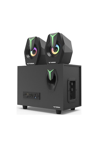Torima D37 Siyah Bluetooth Hoparlör 2in1 Subwoofer Rgb Işıklı Bilgisayar Hoparlörü Speaker