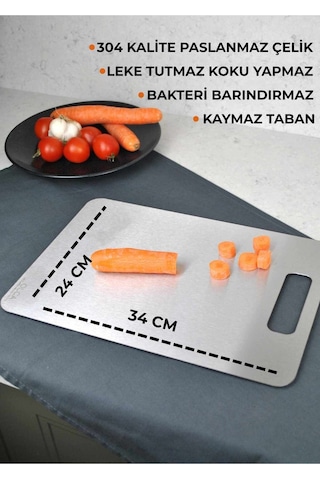 1 Adet Paslanmaz Çelik Kesim Panosu Kesme Tahtası 18/10 Kalite Turuncu