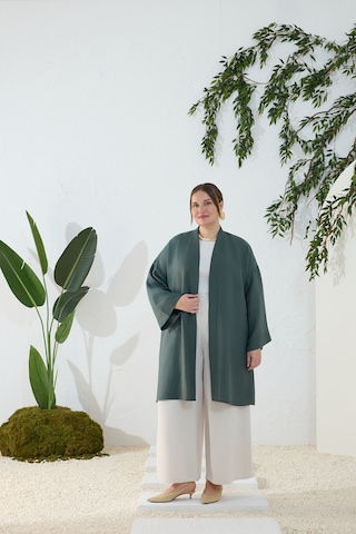 Aker Zümrüt Dökümlü Keten Kimono Zümrüt Zümrüt