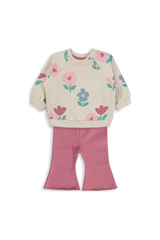 Civil Baby Çiçek Empirme 6-18 Ay Takım - Bej Taş Rengi