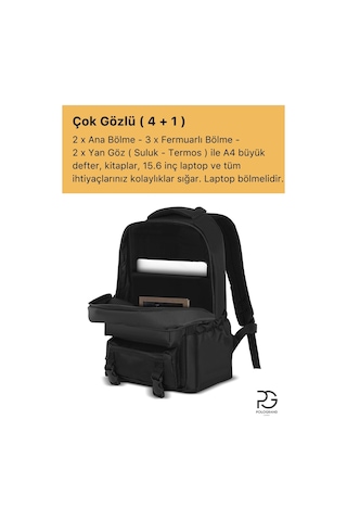 Orijinal Unisex Ortopedik Sırt Destekli Çok Gözlü Geniş Hacimli Lise Ortaokul Büyük Okul Çantası siyah