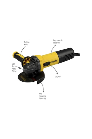 Rtrmax RTM1095 Avuç Taşlama Makinası 125 mm 950 W Devir Ayarlı