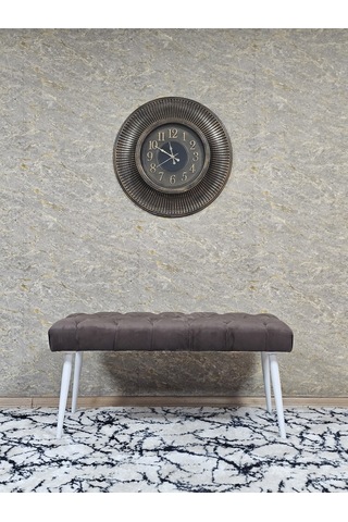 Zafir Beyaz Boyalı Sivriltme Ayaklı 90 Cm Puf Bench - Puf - Bench - Kasalı Oturak - Oturak - Yatak Ucu Puf Kahverengi