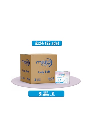 Mooncare Lady Soft Yumuşak Gece Hijyenik Ped 8 x 24'lü