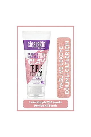 Avon Clearskin Leke Karşıtı 3'ü 1 Arada Pembe Kil Scrub 3 x 75 ML