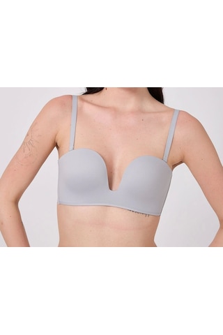 Freshness Msf05 Destekli V Dekolte Lazer Kesim Sütyen Gri