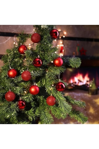 Noel Çam Ağacı Süsü Ev Ofis Dekor 12 Li Parlak Kırmızı 3 Cm Top Süs Yılbaşı Çam Ağacı Süsleri Topu Çok Renkli