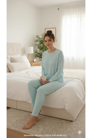 Sude Kadın Pijama Takımı Açık Mavi