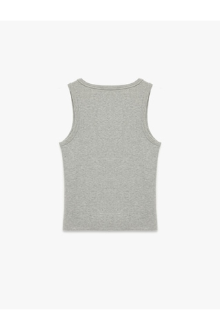 Koton Pamuklu Kaşkorse Slim Fit U Yaka Fitilli Atlet Gri Melanj 6sak10387ek