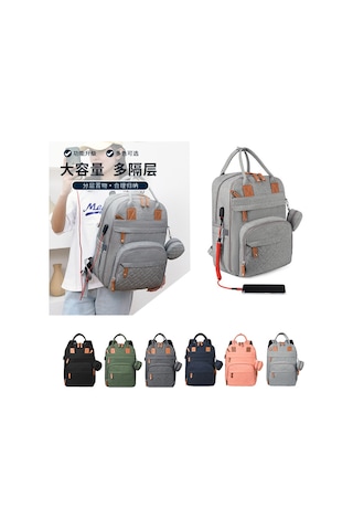 Dianziye Yenilikçi Anne Çantası: Büyük Kapasiteli, Katlanabilir, Isı Koruyucu, Çok Bölmeli Sırt Çantası - Siyah Çok Renkli