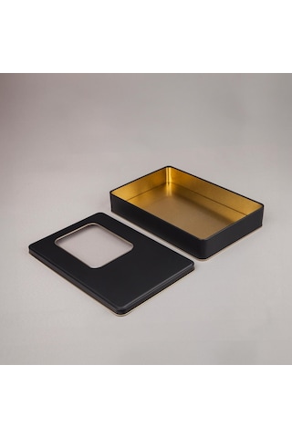 Pencereli Mat Siyah Metal Kutu 26,5x17,5x4,5 Cm