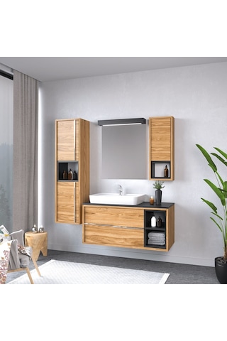 Denko Matia 100 Cm Mdf Banyo Dolabı Takım Ve Boy Dolabı Çok Renkli