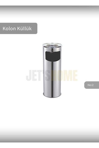 Jet's Home Kolon Küllük Paslanmaz Dış Mekan Sigaralık Lüks Ayaklı Küllük No:2 Çöp Kovası Kutusu Gri