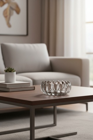 Modern Tasarım Şeffaf Cam Küllük Kül Tablası 15,4 Cm