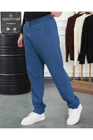 Modefendi Kalın Fitil Desen Jogger Pantolon Mavi